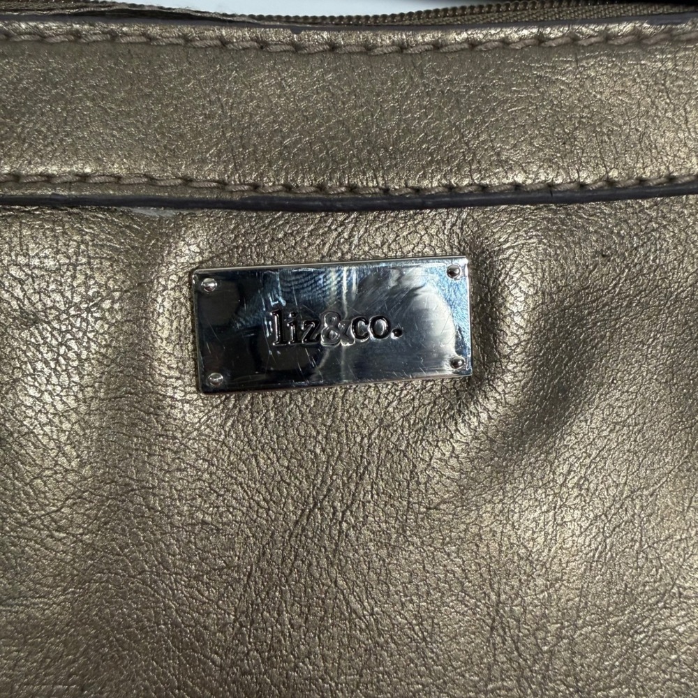 Liz & Co Shoulder Bag Womens Medium Bronze Metallic Faux Leather Y2K Satchel - Picture 2 of 14